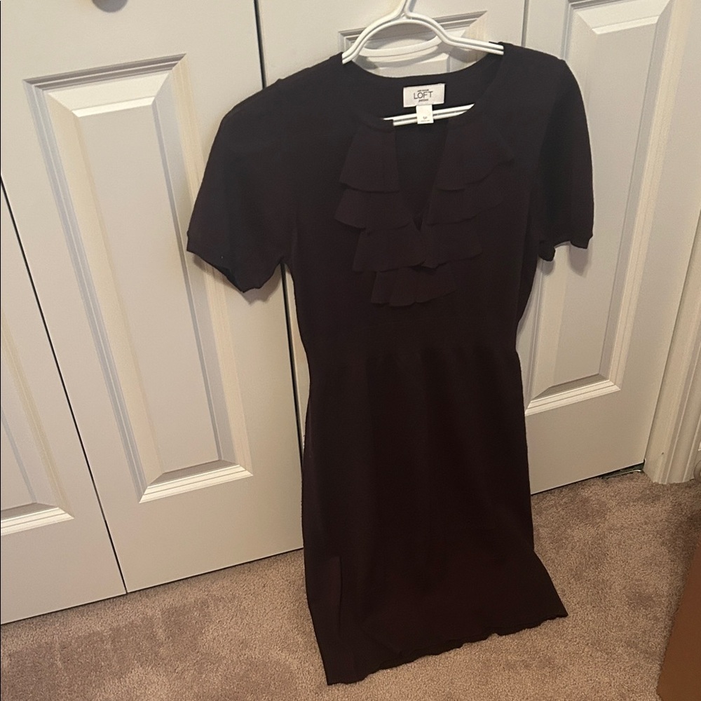 LOFT Chocolate Ruffle Dress